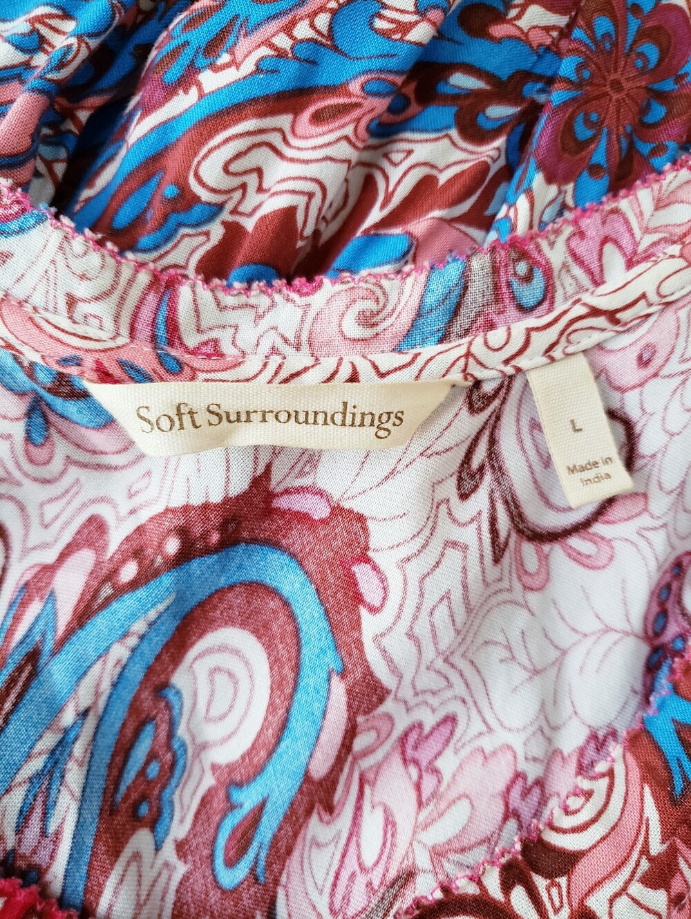 Soft Surroundings Pink Blue Paisley Print Tiered Maxi Dress - Picture 6 of 15